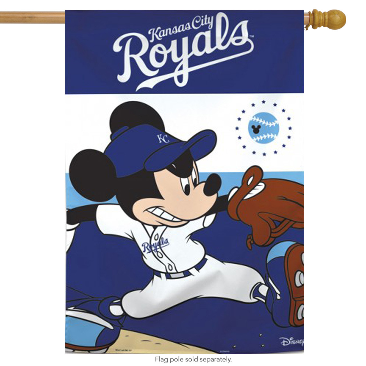 Kansas City Royals MLB Mickey Mouse Baseball Garden Flag, House Flag