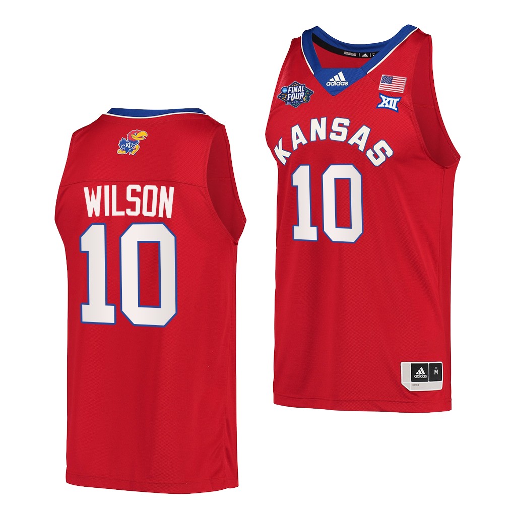 Kansas Jayhawks #10 Jalen Wilson 2022 March Madness Final Four Red Reverse Retro Jersey