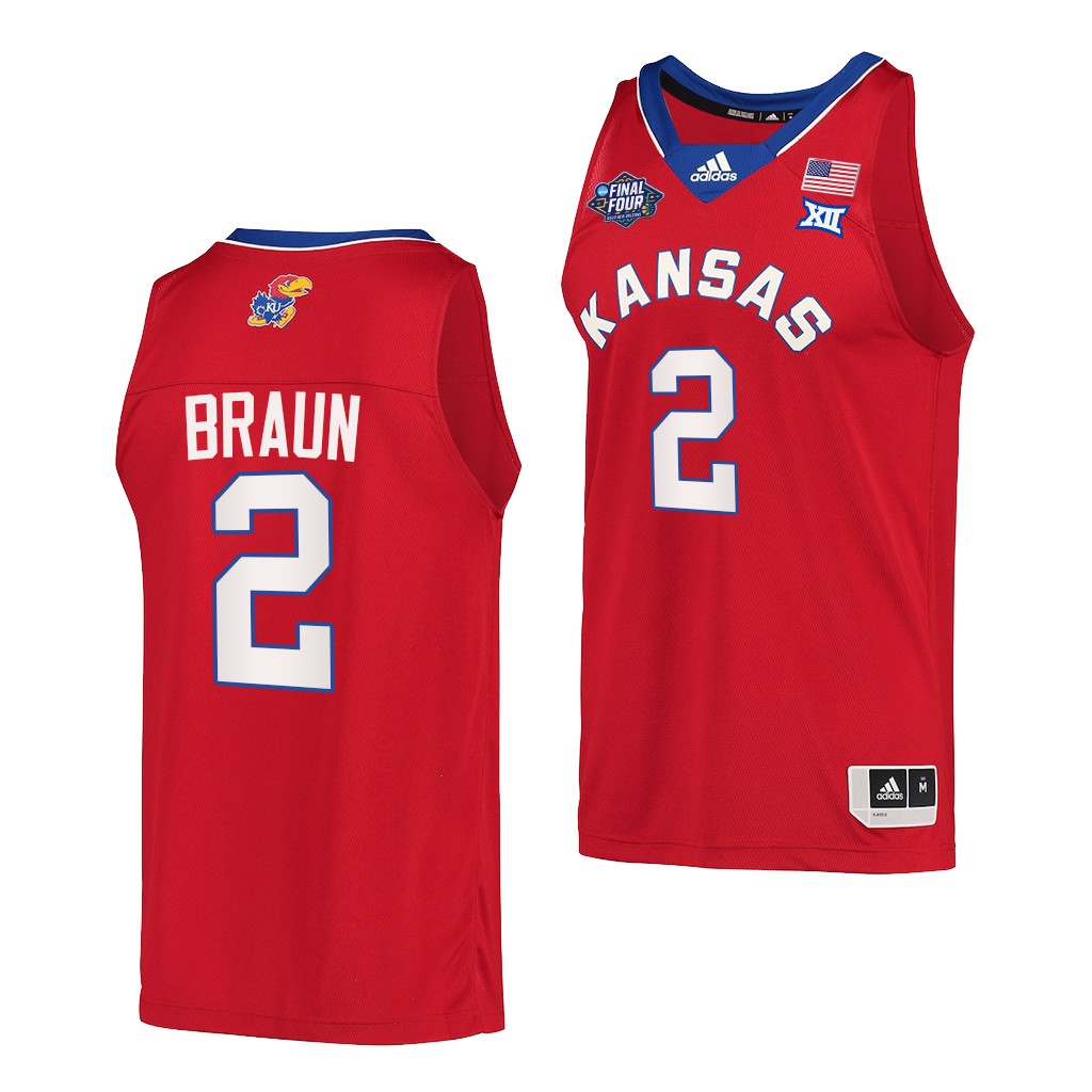 Kansas Jayhawks #2 Christian Braun 2022 March Madness Final Four Red Reverse Retro Jersey