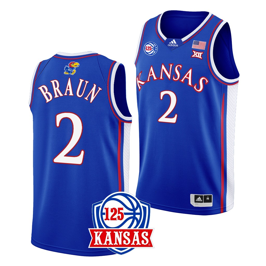 Kansas Jayhawks 125th Anniversary Christian Braun #2 Blue Away Jersey