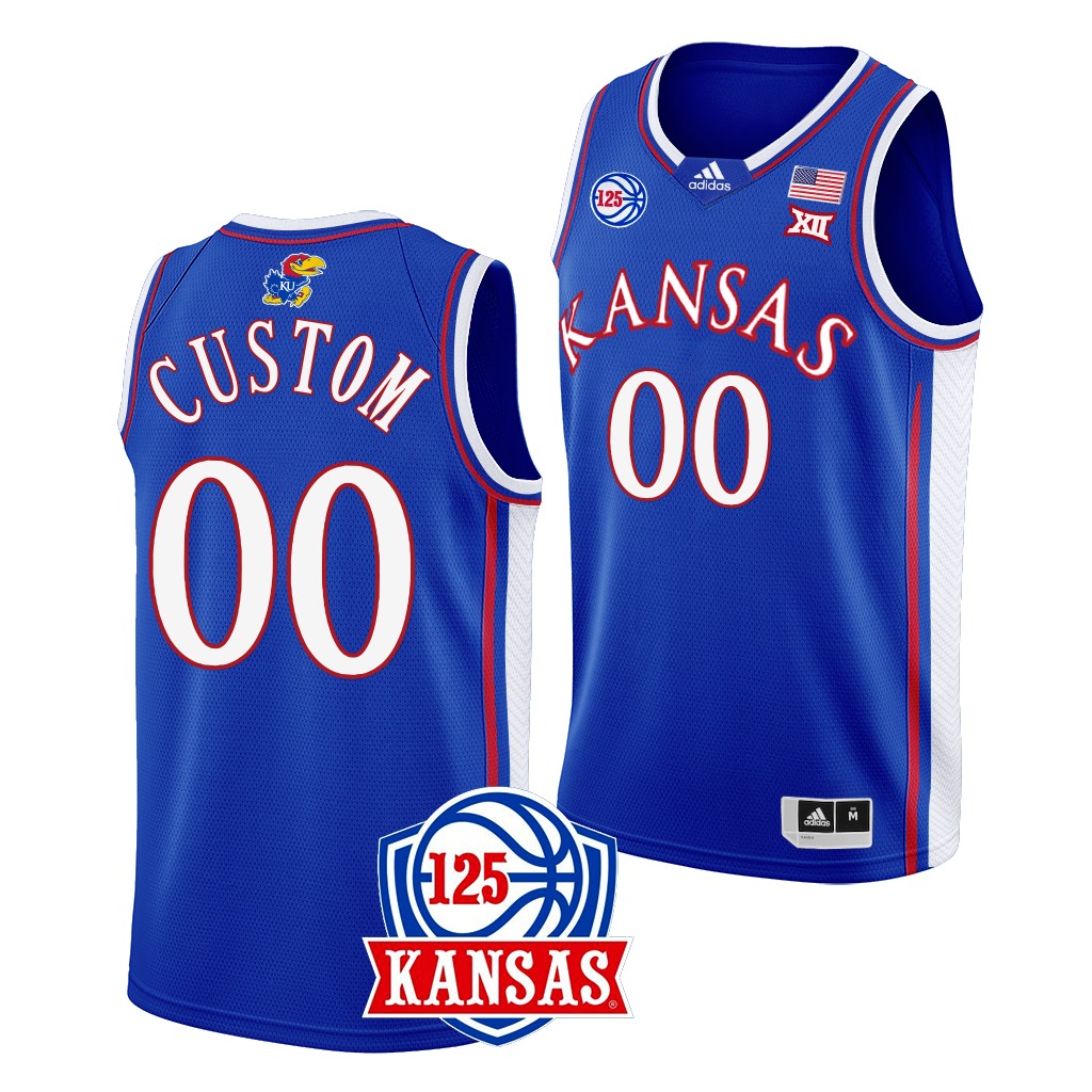 Kansas Jayhawks 125th Anniversary Custom #00 Blue Away Jersey