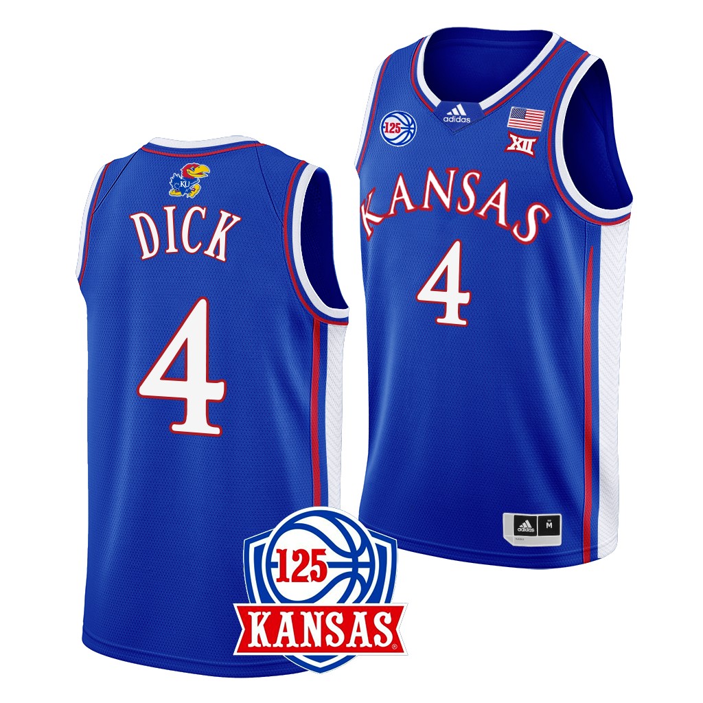 Kansas Jayhawks 125th Anniversary Gradey Dick #4 Blue Away Jersey