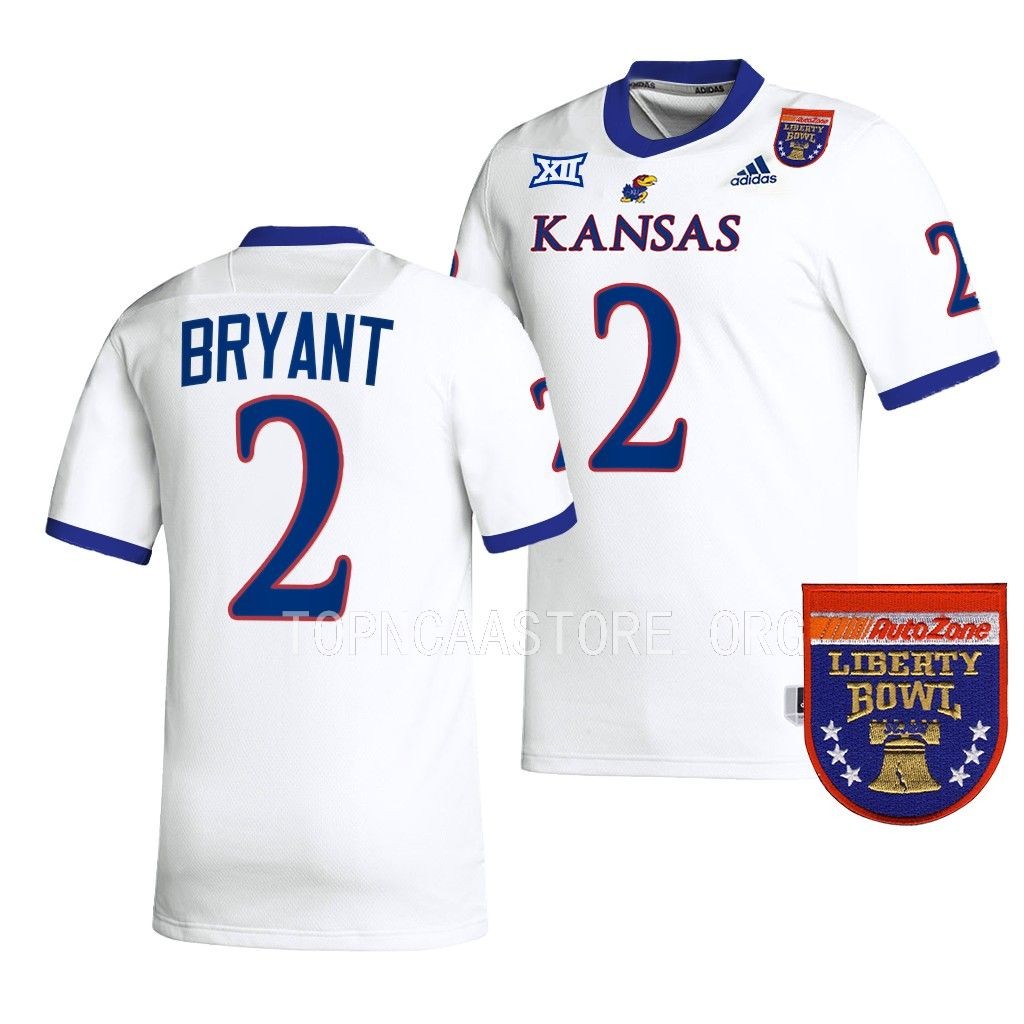 Kansas Jayhawks 2022 Liberty Bowl Jacobee Bryant #2 White Men's College Jersey