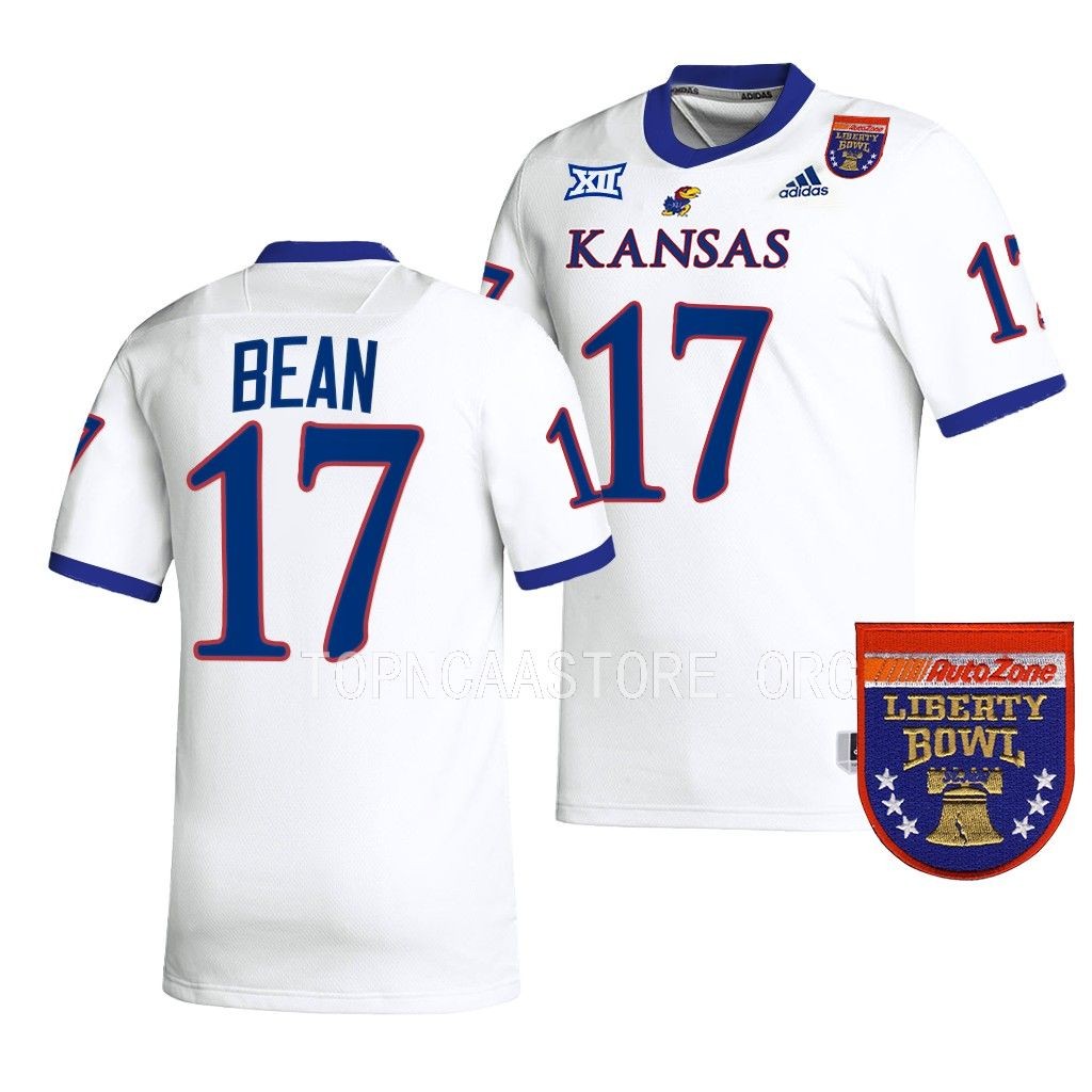 Kansas Jayhawks 2022 Liberty Bowl Jason Bean #17 White Men's College Jersey
