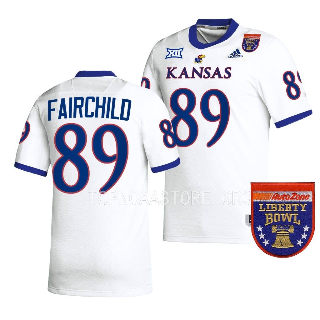 Kansas Jayhawks 2022 Liberty Bowl Mason Fairchild #89 White Men's College Jersey