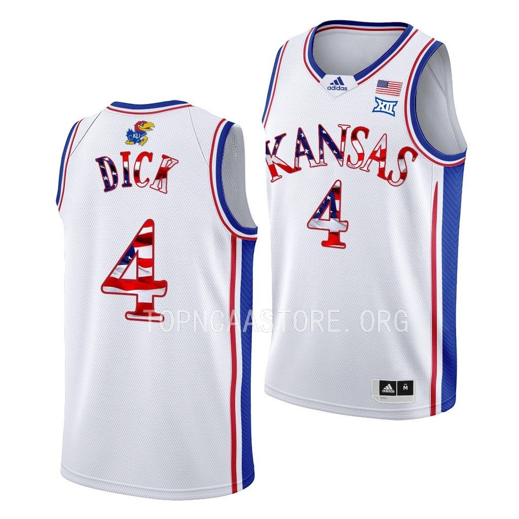 Kansas Jayhawks 2023 Stars and Stripes Gradey Dick #4 White Jersey