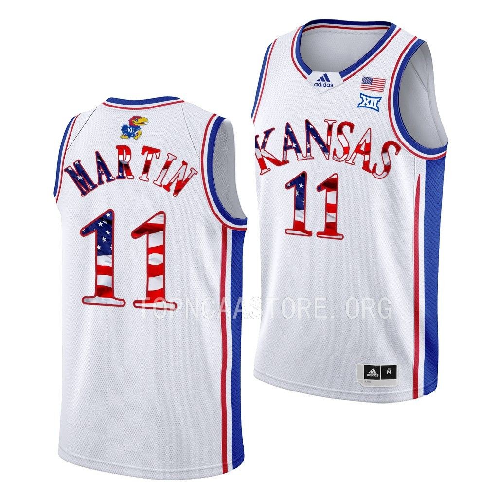 Kansas Jayhawks 2023 Stars and Stripes Remy Martin #11 White Jersey