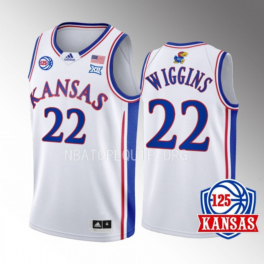 Kansas Jayhawks Andrew Wiggins Jersey 2022-23 125th Year White Home Uniform
