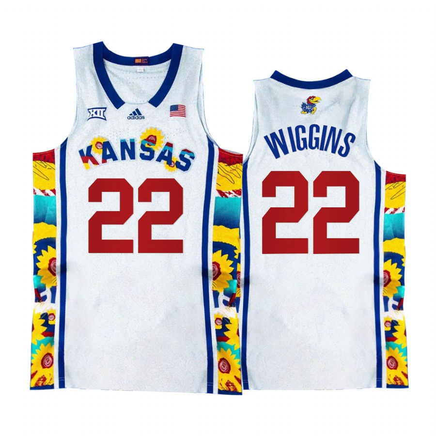 Kansas Jayhawks Andrew Wiggins Jersey Sunflower Showdown White Uniform