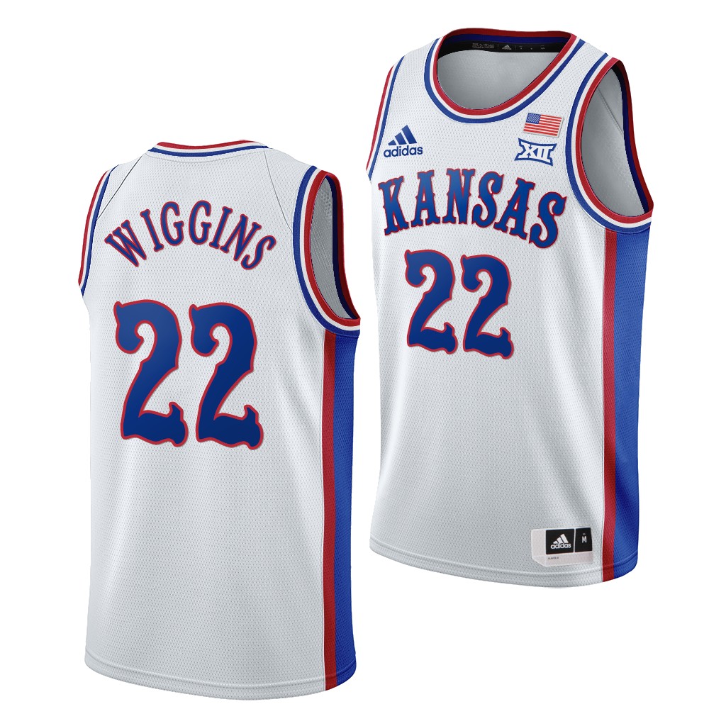 Kansas Jayhawks Andrew Wiggins White 1990s Throwback Men's Warriors Jersey