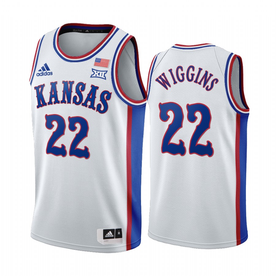 Kansas Jayhawks Andrew Wiggins White 1990s Throwback Warriors Jersey College