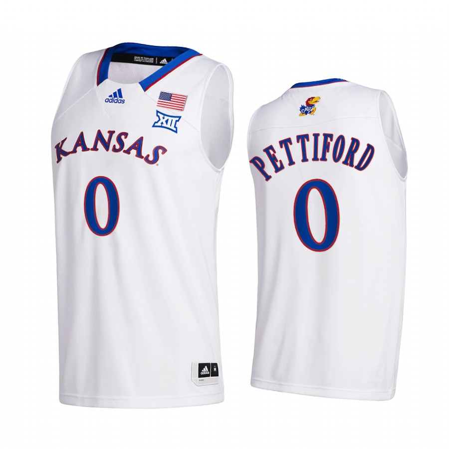 Kansas Jayhawks Bobby Pettiford Jersey 2021-22 College White Home Uniform
