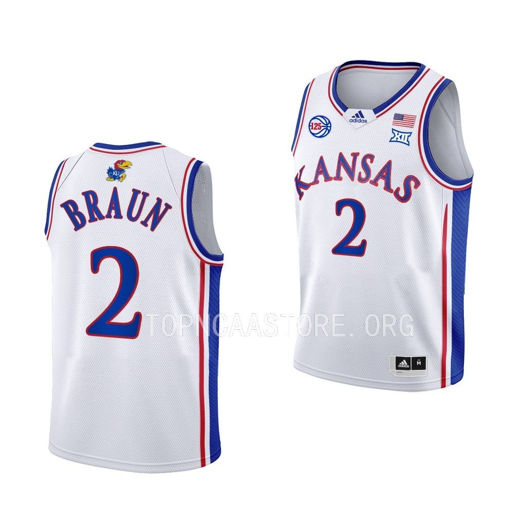 Kansas Jayhawks Christian Braun College Jersey Youth White