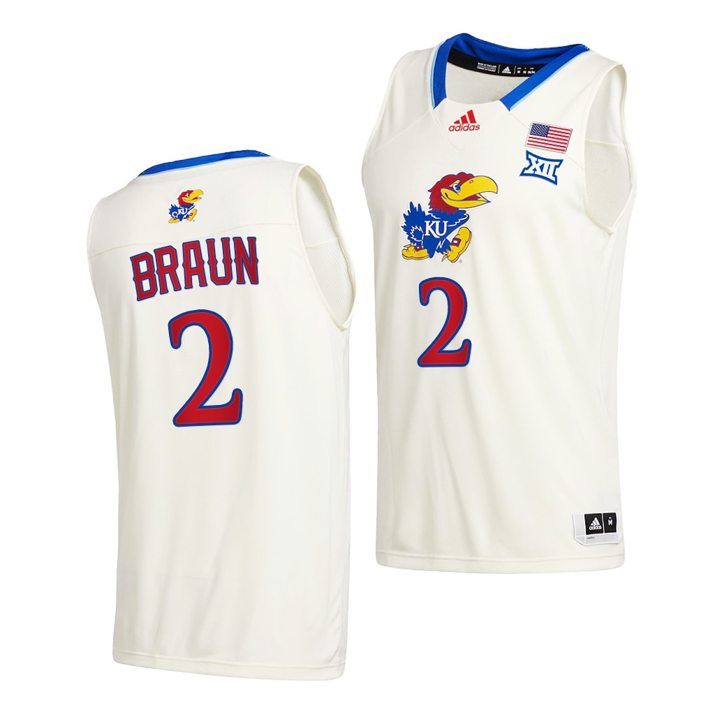Kansas Jayhawks Christian Braun Cream 2020-21 College Men New Season Jersey