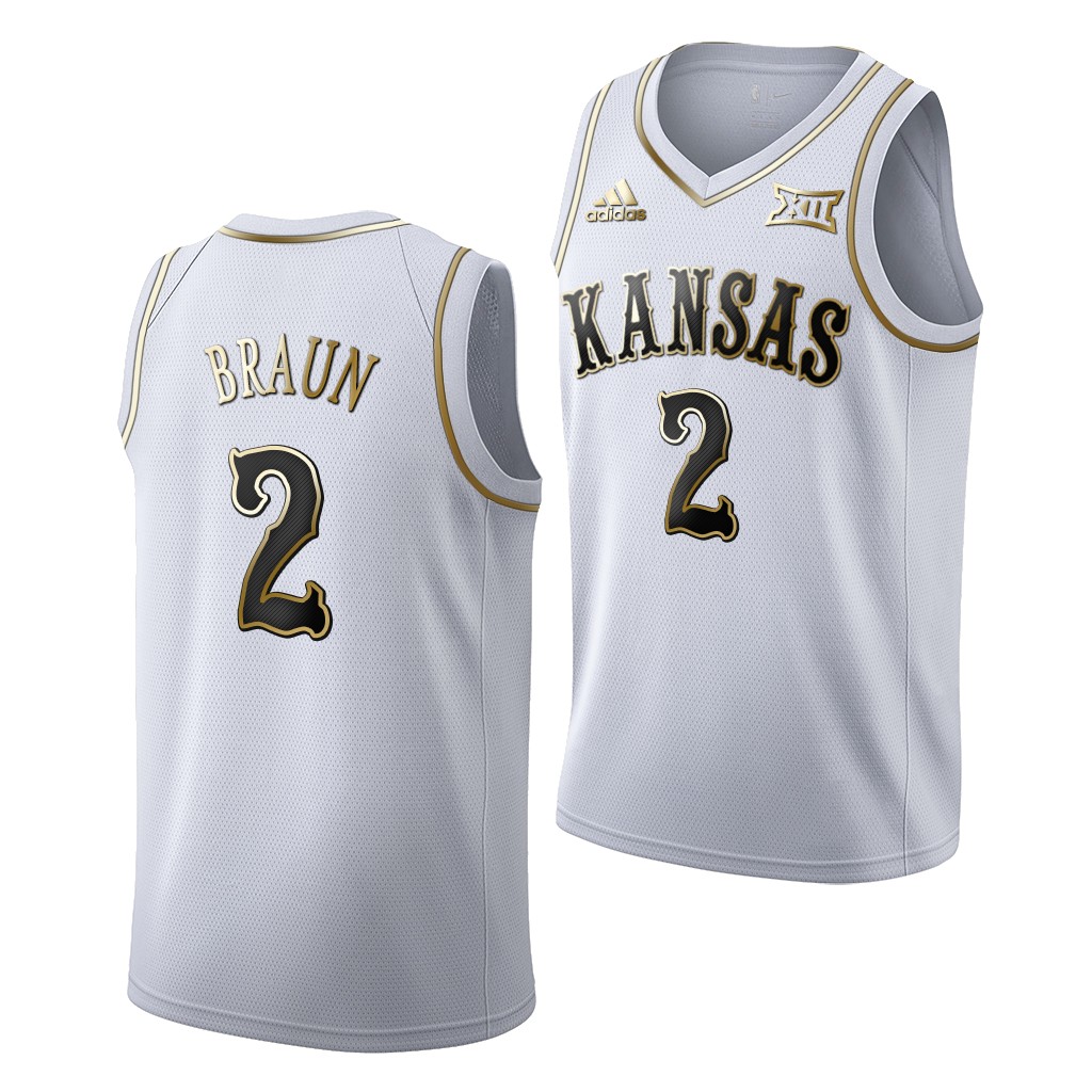 Kansas Jayhawks Christian Braun White Golden Edition Limited Jersey NCAA
