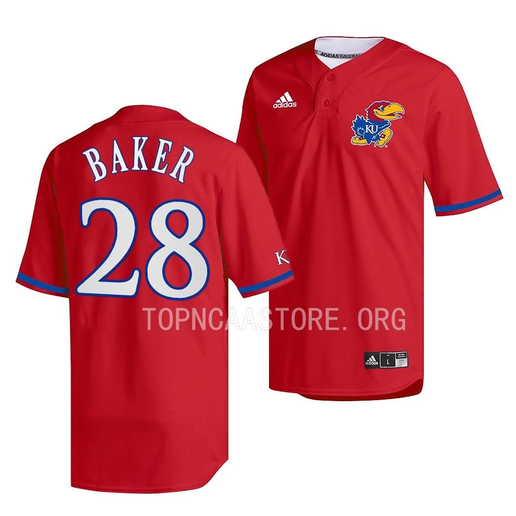 Kansas Jayhawks College Jake Baker #28 Red Jersey