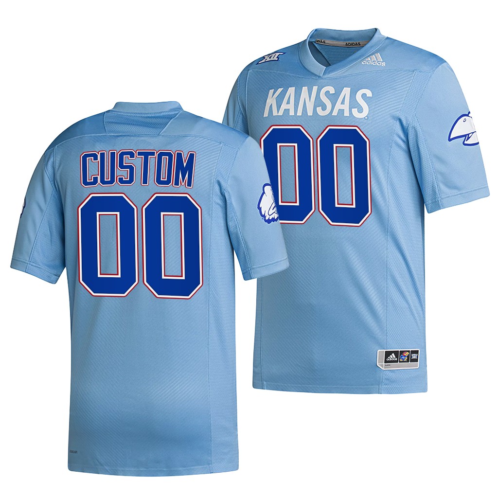 Kansas Jayhawks Custom #00 Blue Hail to Old KU Jersey Reverse Retro
