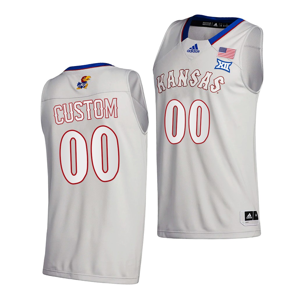 Kansas Jayhawks Custom Gray 2020-21 College Men New Season Jersey