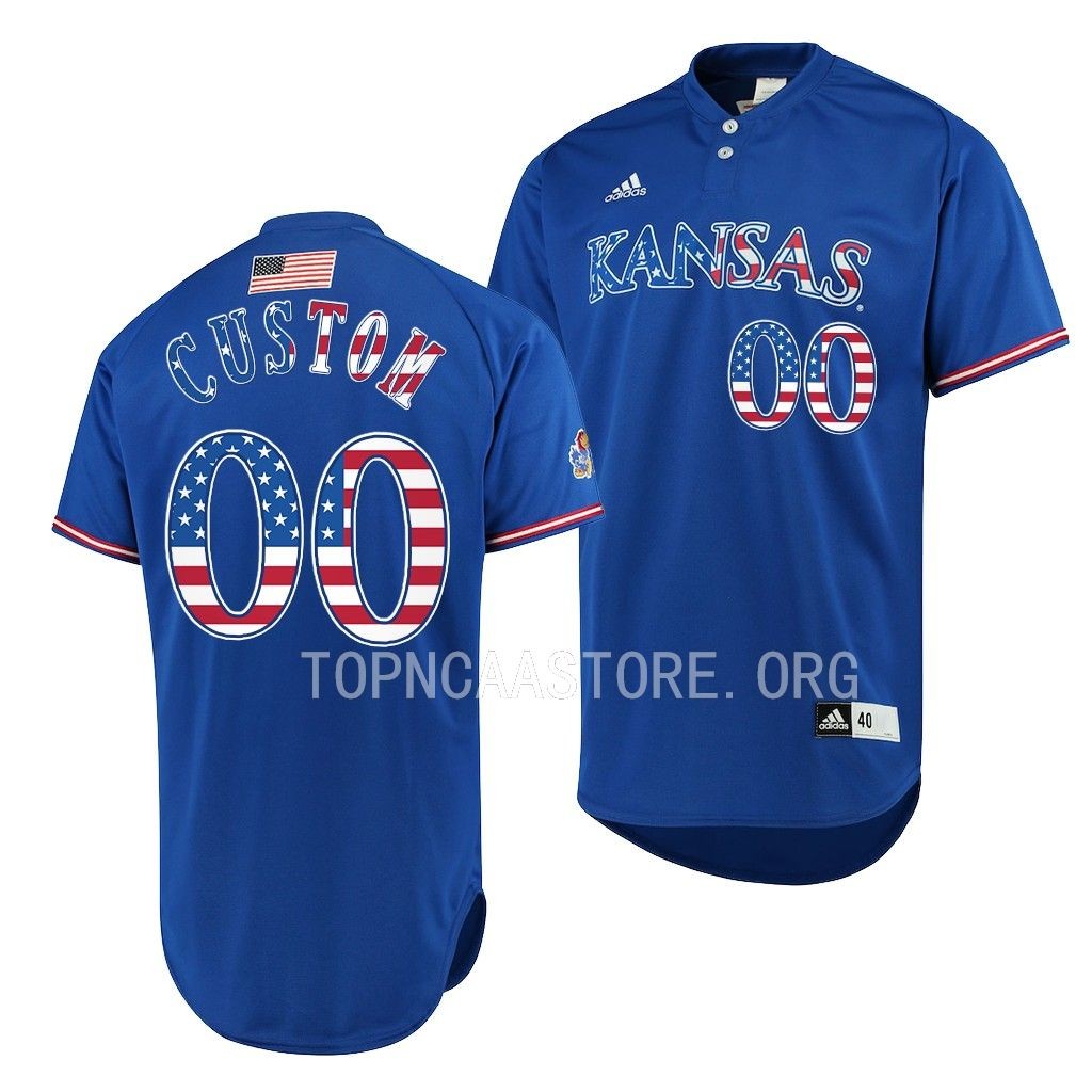 Kansas Jayhawks Custom Independence Day Royal #00 Jersey