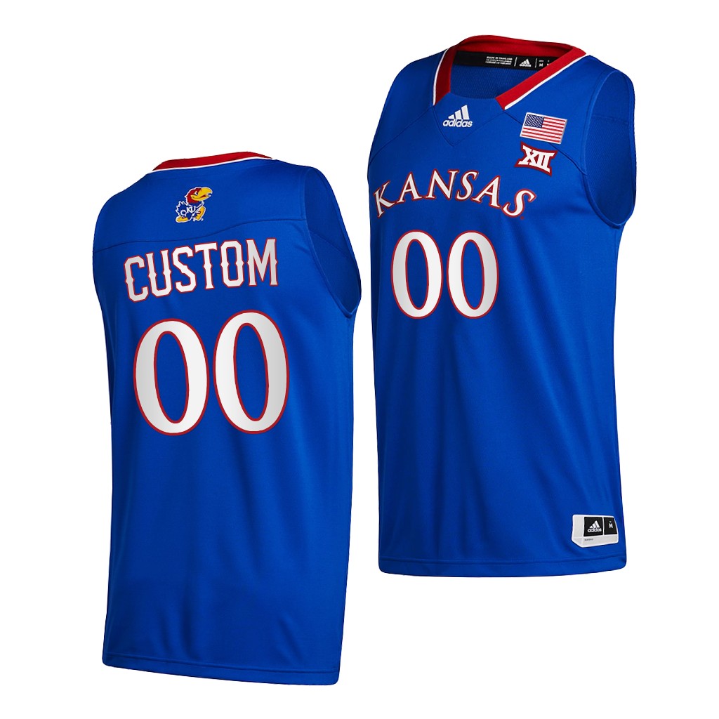 Kansas Jayhawks Custom Royal 2020-21 College Men New Season Jersey