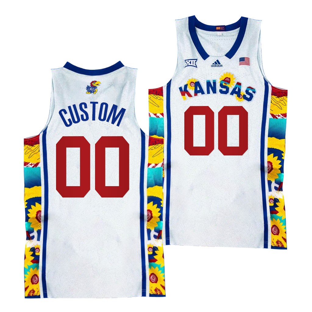 Kansas Jayhawks Custom Sunflower Showdown #00 White uniform 2022 Jersey