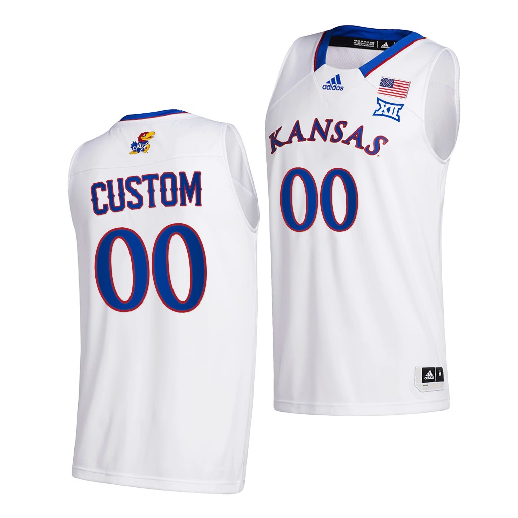 Kansas Jayhawks Custom White 2020-21 Home Men New Season Jersey