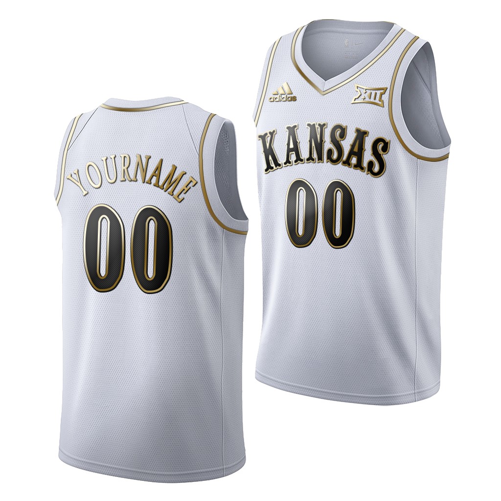 Kansas Jayhawks Custom White Golden Edition Limited Jersey NCAA