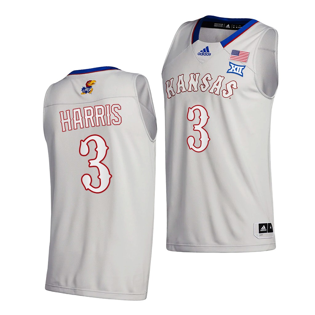 Kansas Jayhawks Dajuan Harris Gray 2020-21 College Men New Season Jersey