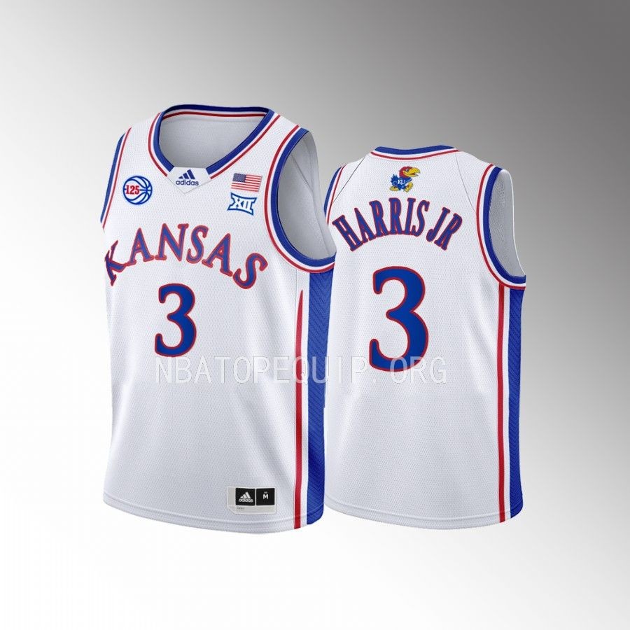 Kansas Jayhawks Dajuan Harris Jr. College White Youth Jersey #3
