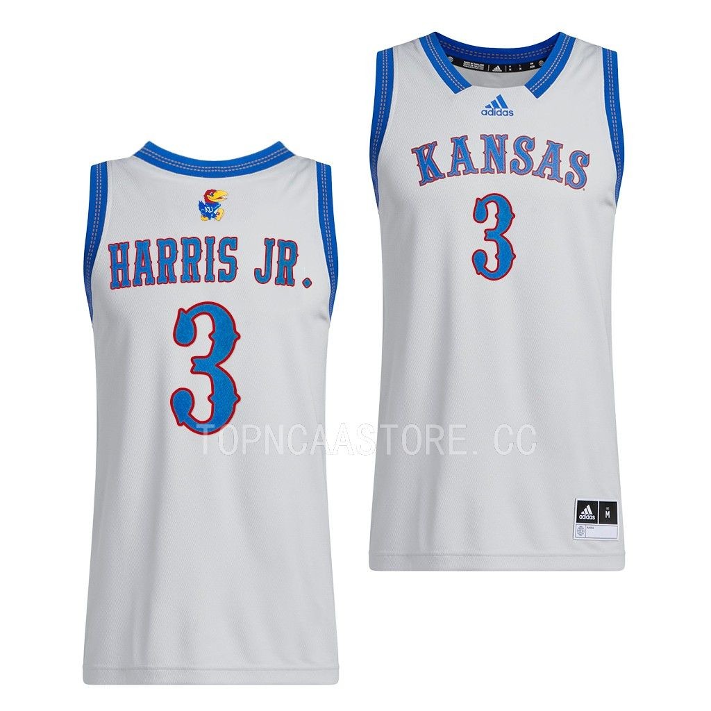 Kansas Jayhawks Dajuan Harris Jr. Swingman uniform Grey #3 Jersey 2022-23