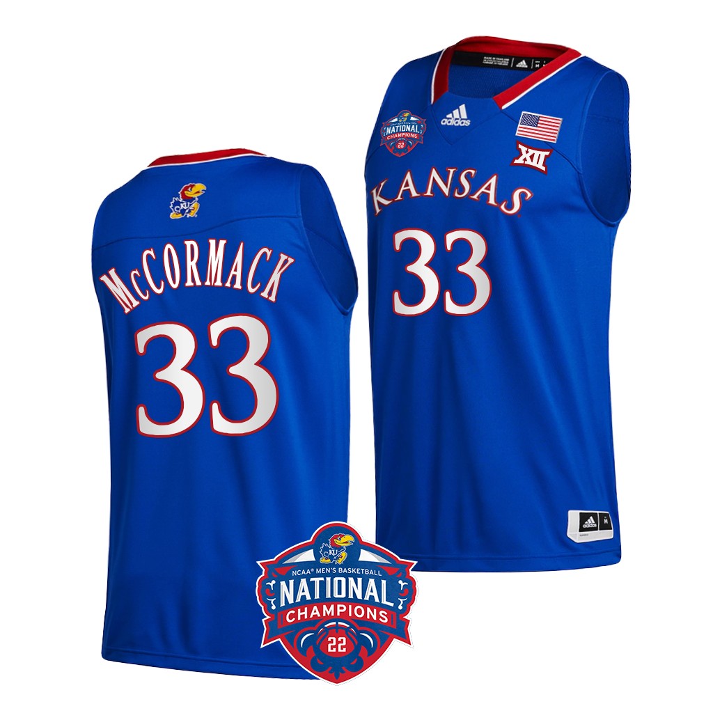 Kansas Jayhawks David McCormack 2022 NCAA National Champions Royal Logo Jersey Men