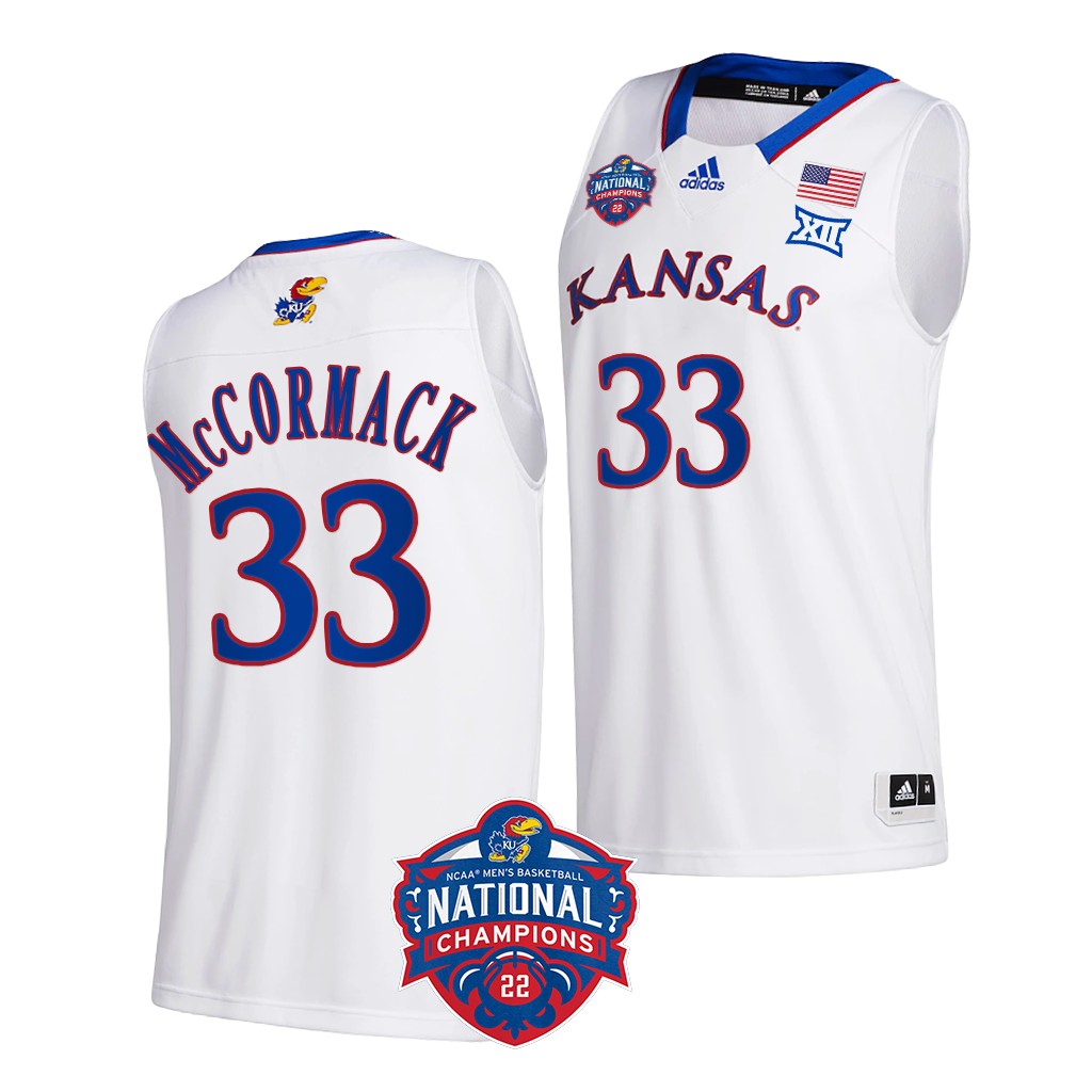 Kansas Jayhawks David McCormack 2022 NCAA National Champions White Logo Jersey Men