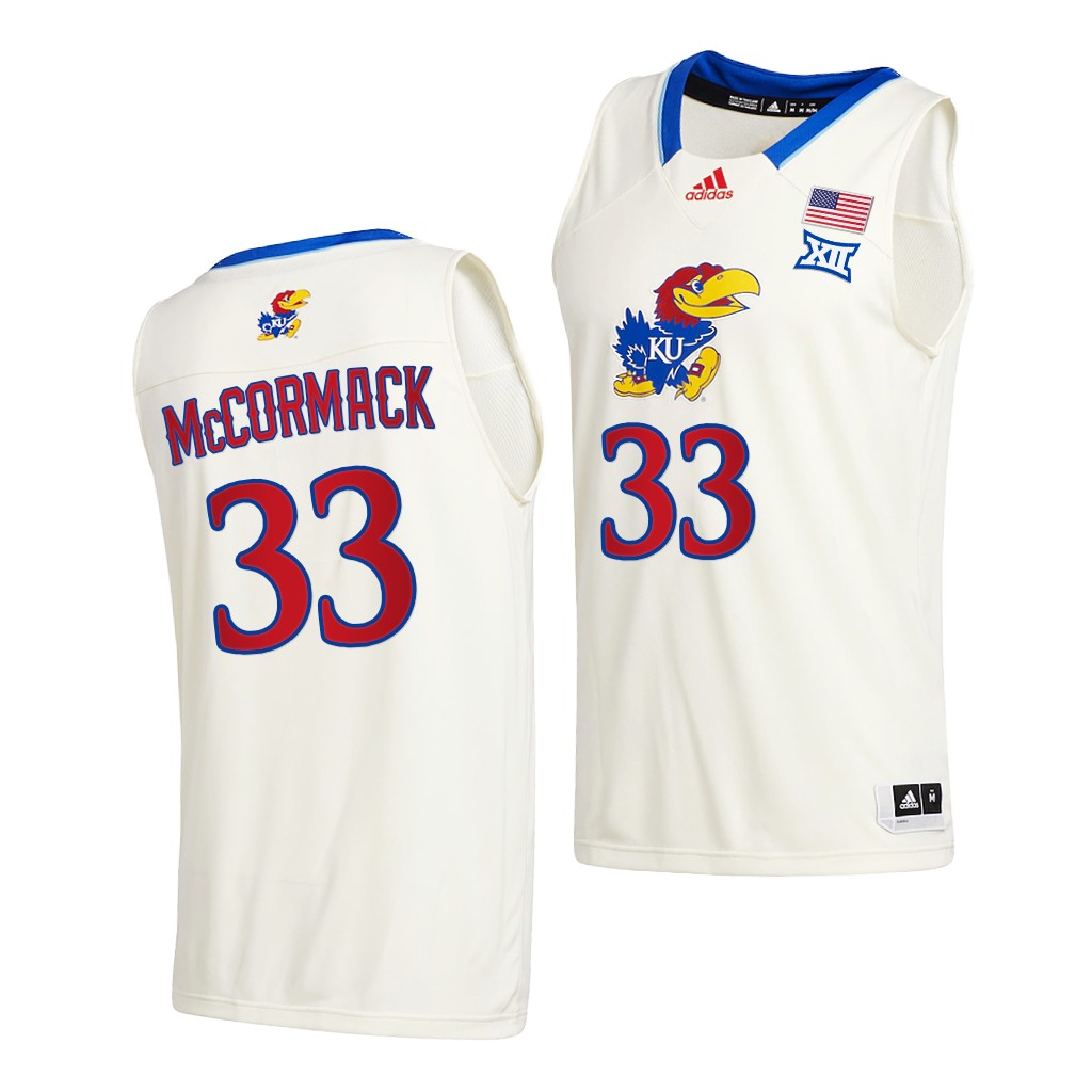 Kansas Jayhawks David McCormack Cream 2020-21 College Men New Season Jersey