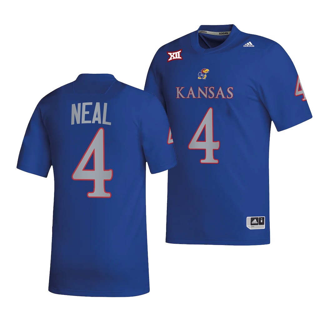 Kansas Jayhawks Devin Neal Jersey 2022 College Royal #4 NIL Men's Shirt