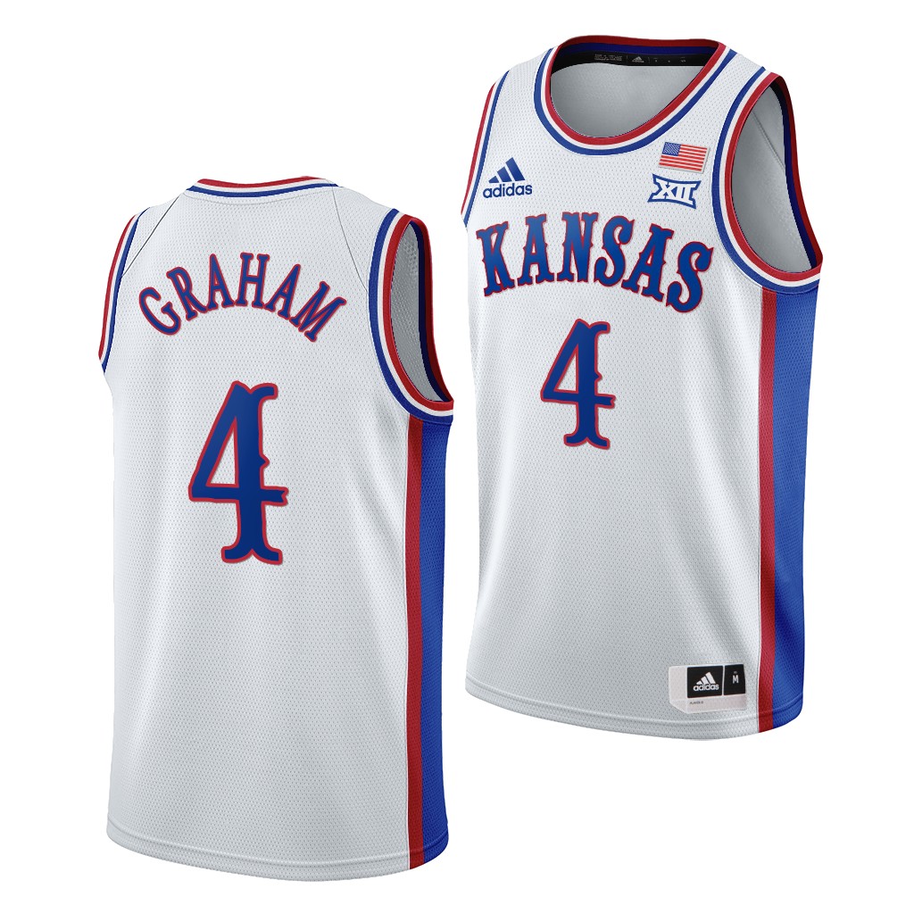 Kansas Jayhawks Devonte' Graham White 1990s Throwback Men's Hornets Jersey