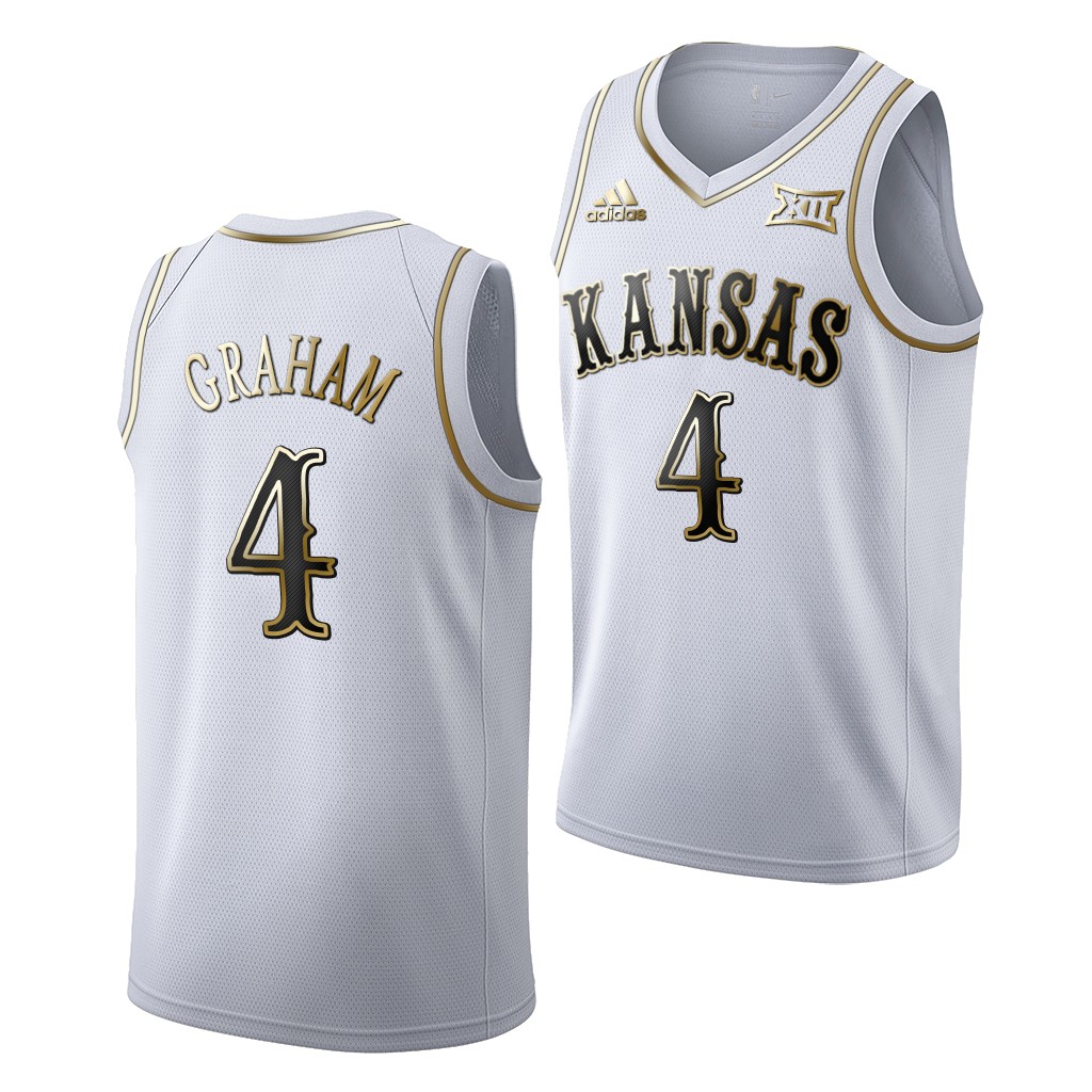 Kansas Jayhawks Devonte' Graham White Golden Limited Hornets Jersey NCAA