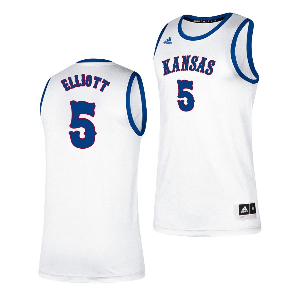 Kansas Jayhawks Elijah Elliott White Classic Men's College Jersey