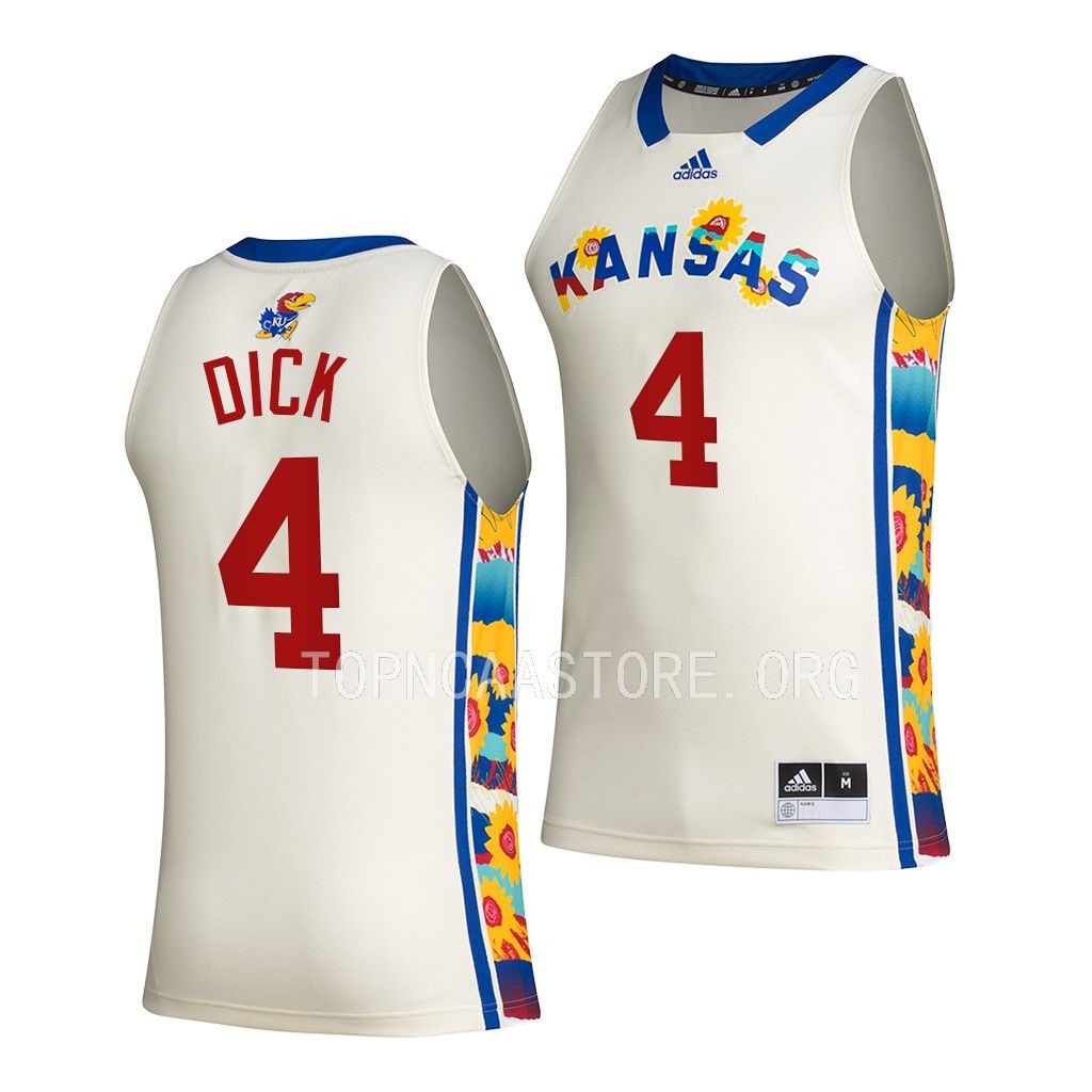 Kansas Jayhawks Gradey Dick White #4 Jersey Honoring Black Excellence