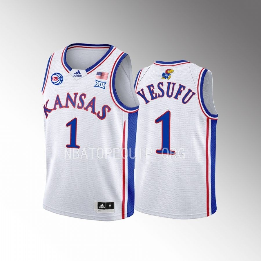 Kansas Jayhawks Joseph Yesufu College White Youth Jersey #1