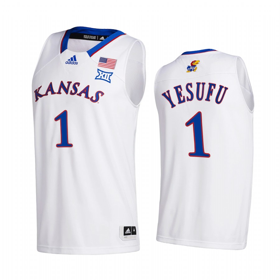 Kansas Jayhawks Joseph Yesufu Jersey 2021-22 College White Home Uniform