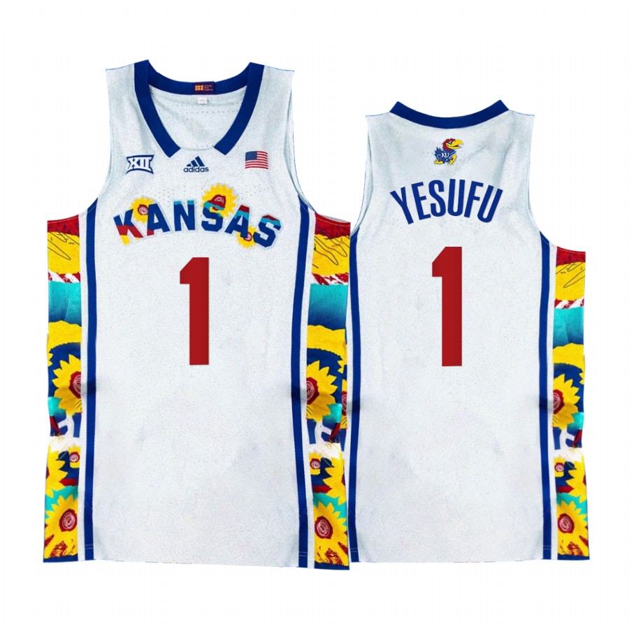 Kansas Jayhawks Joseph Yesufu Jersey 2022 Sunflower Showdown White Uniform