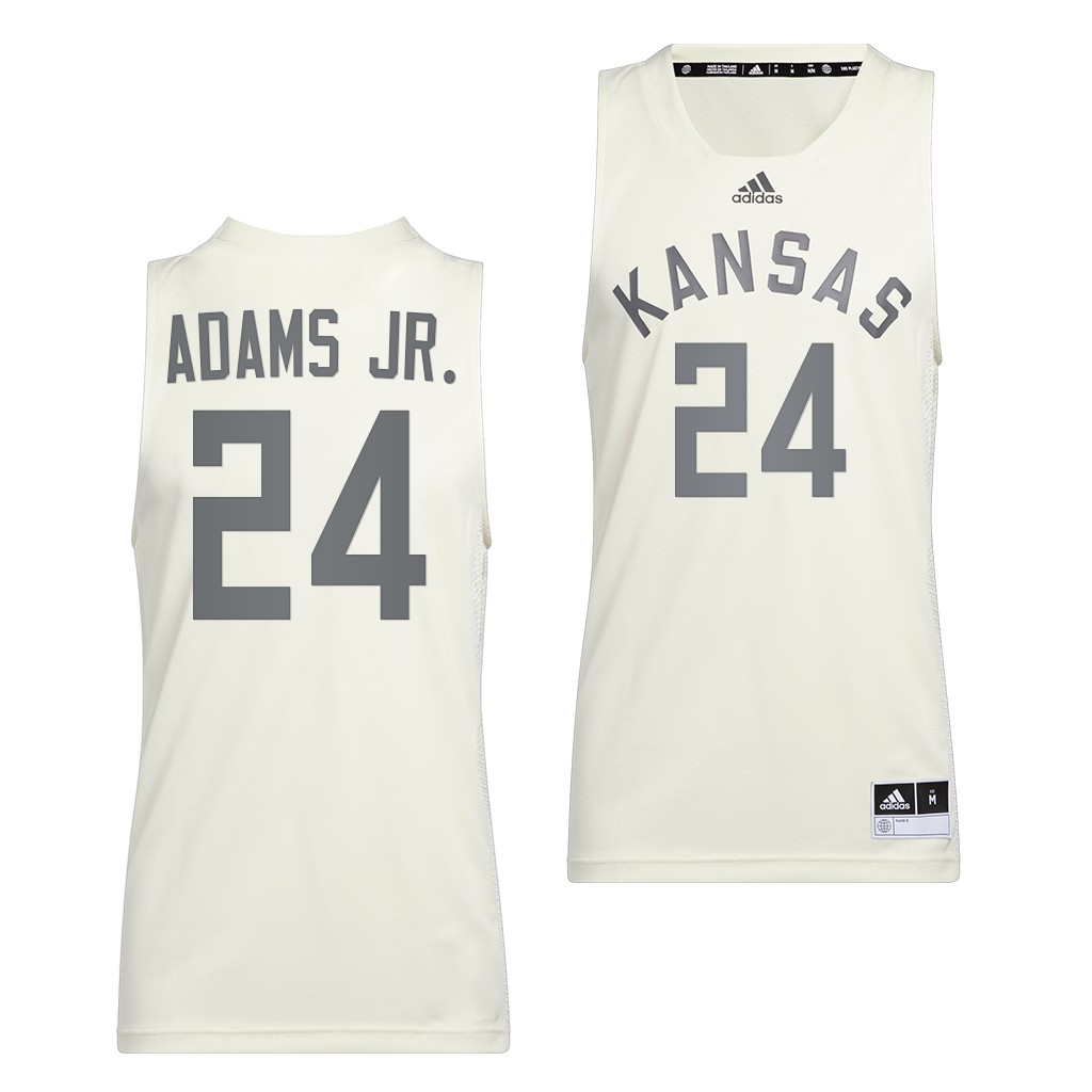 Kansas Jayhawks K.J. Adams Jr. #24 White Reverse Retro uniform 2022 College Jersey