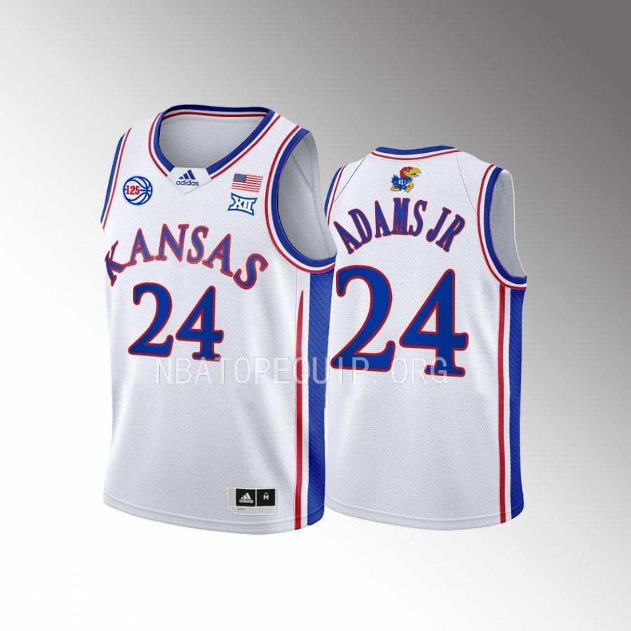 Kansas Jayhawks K.J. Adams Jr. College White Youth Jersey #24