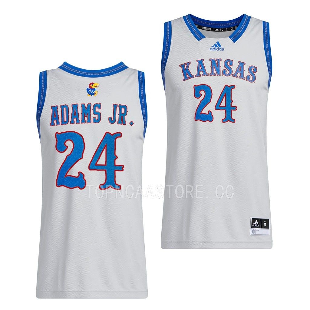 Kansas Jayhawks K.J. Adams Jr. Swingman uniform Grey #24 Jersey 2022-23