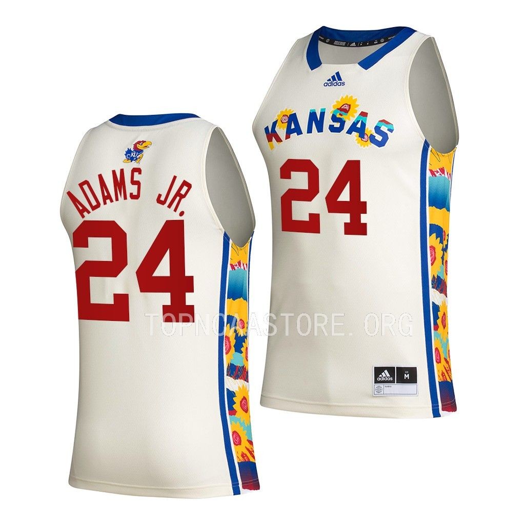 Kansas Jayhawks K.J. Adams Jr. White #24 Jersey Honoring Black Excellence