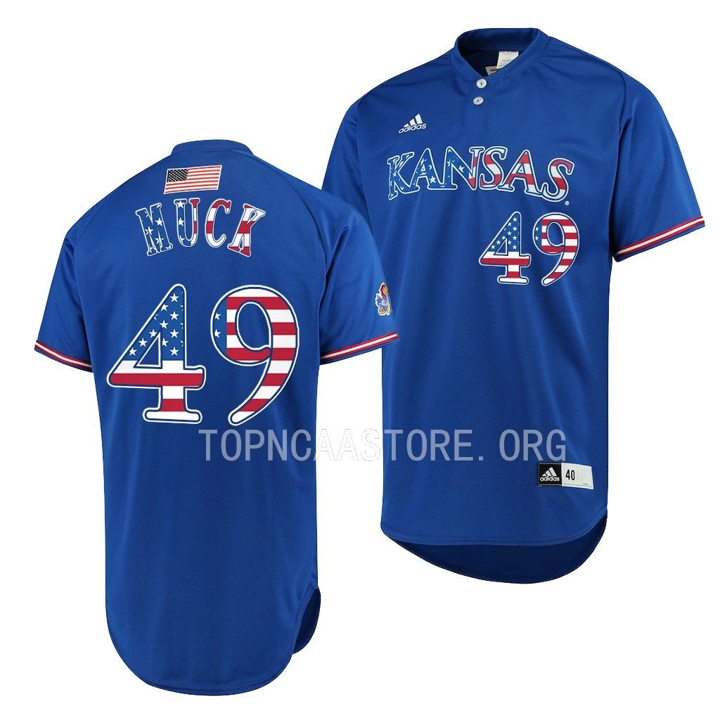 Kansas Jayhawks Karter Muck Independence Day Royal #49 Jersey