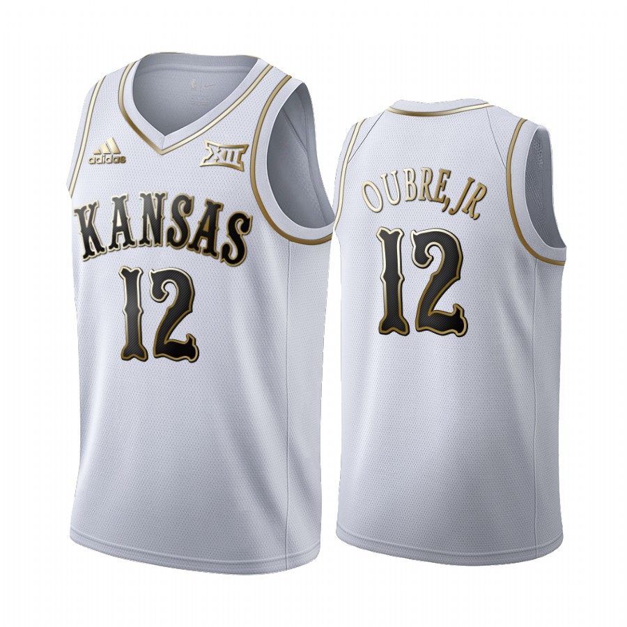 Kansas Jayhawks Kelly Oubre Jr. 90s Throwback White Golden Limited Jersey NCAA