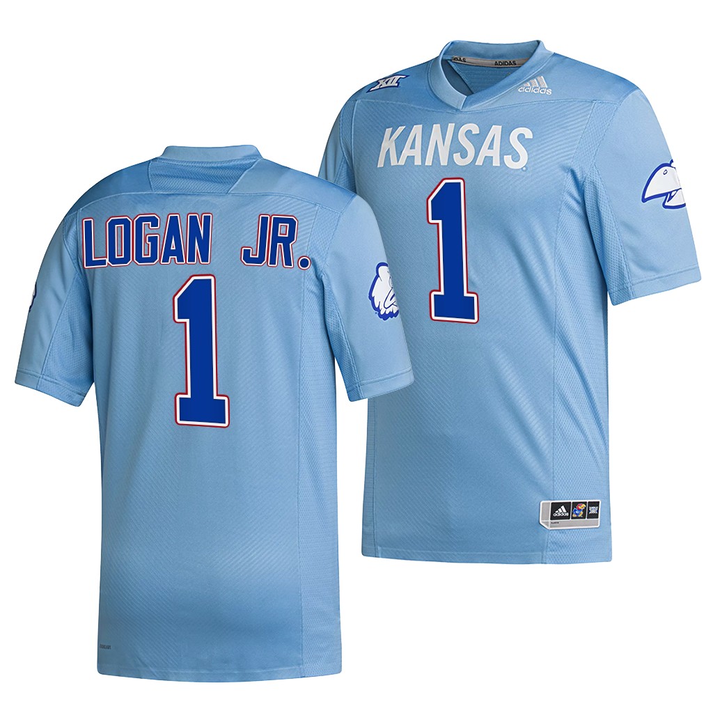 Kansas Jayhawks Kenny Logan Jr. #1 Blue Hail to Old KU Jersey Reverse Retro