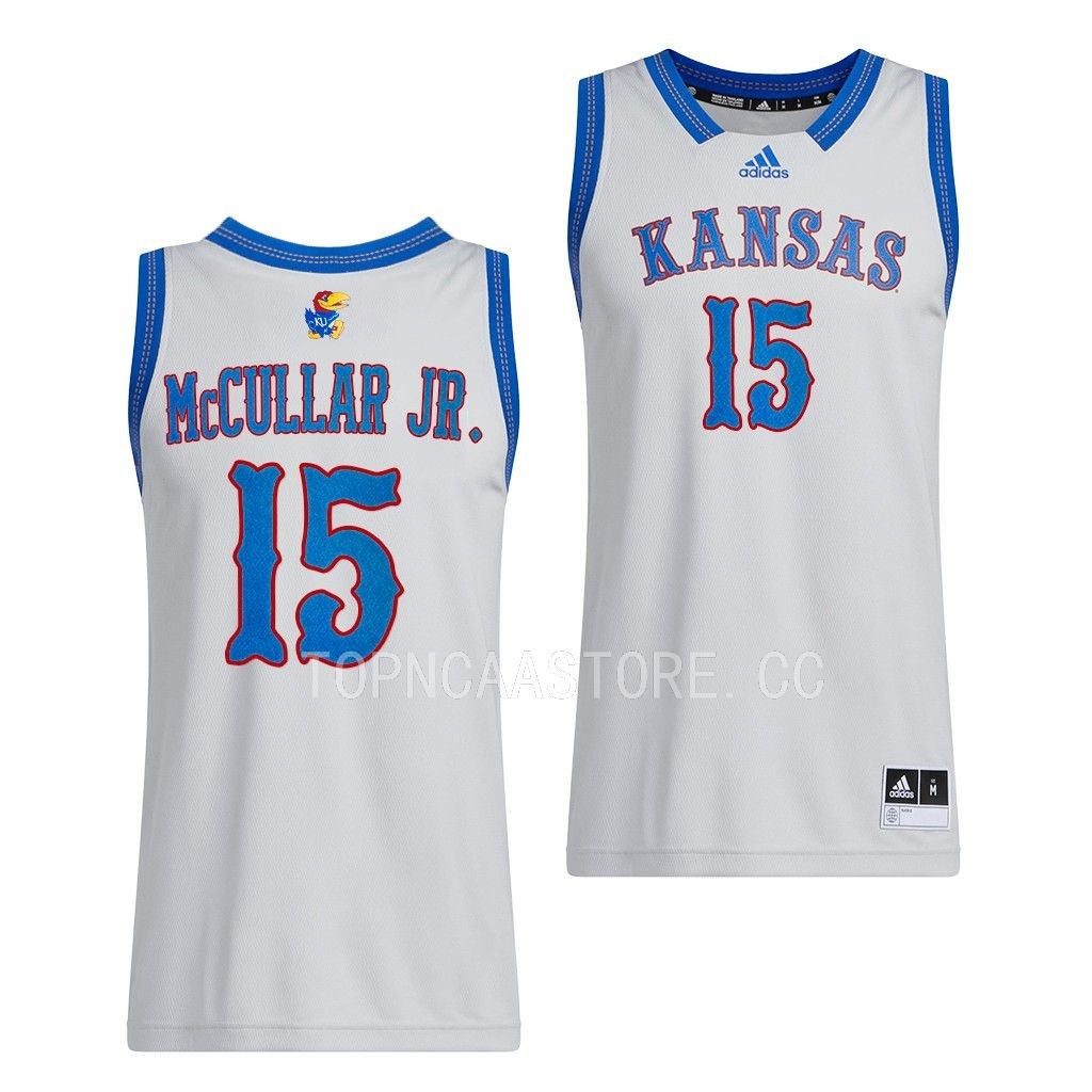 Kansas Jayhawks Kevin McCullar Swingman uniform Grey #15 Jersey 2022-23