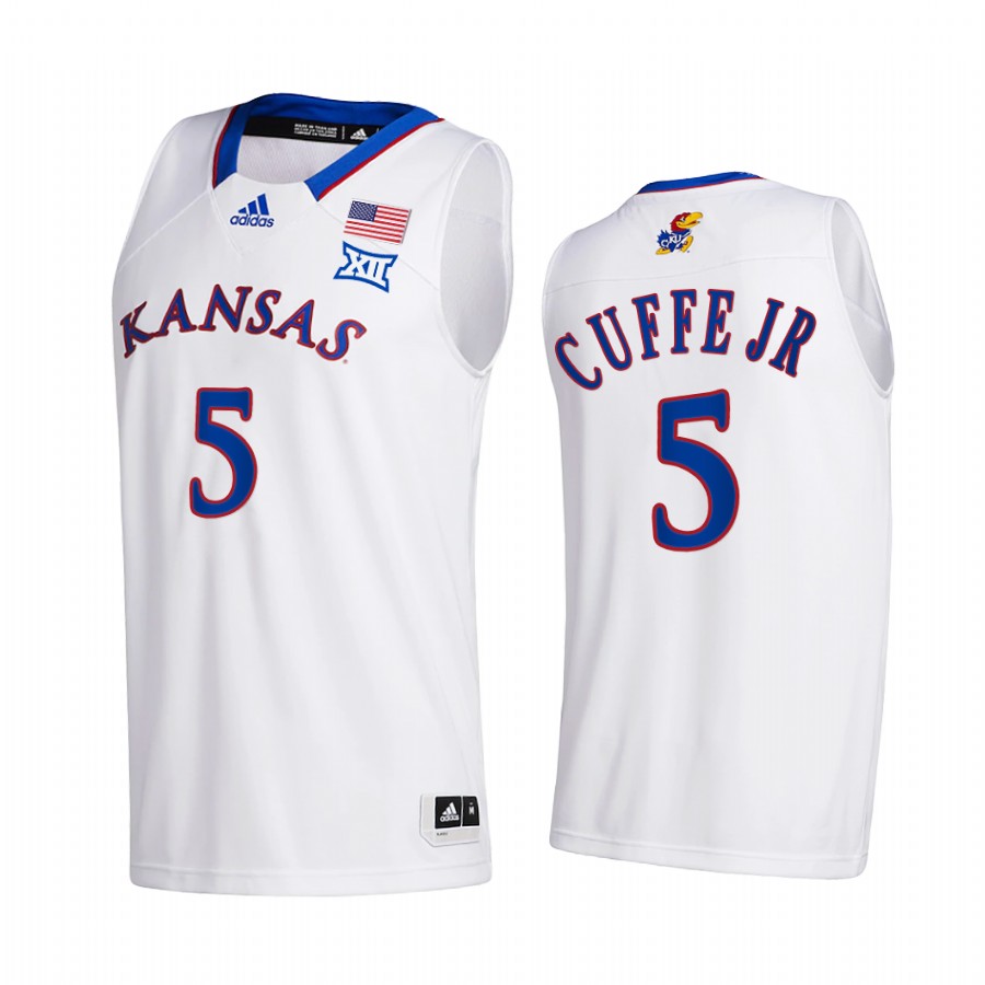 Kansas Jayhawks Kyle Cuffe Jr. Jersey 2021-22 College White Home Uniform